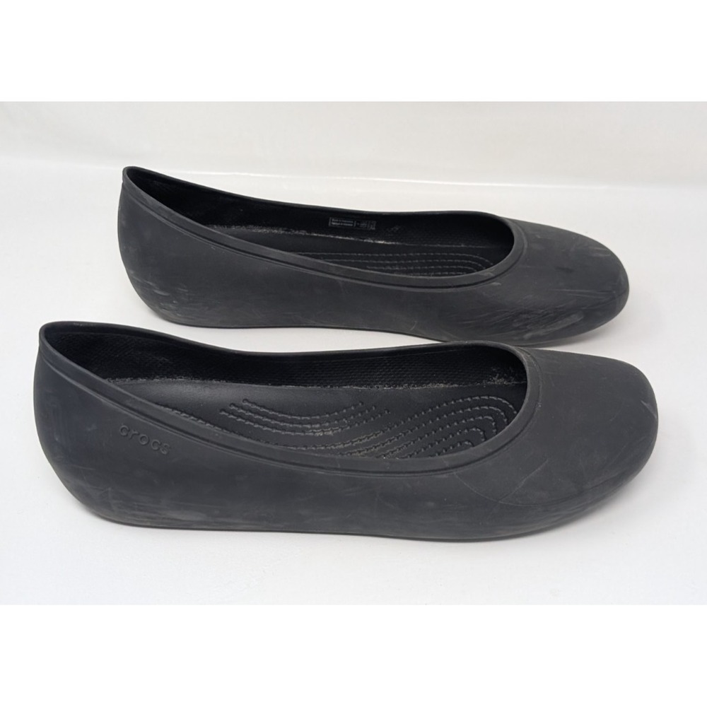 Crocs Brooklyn Flat Women Sz 9 Black Ballerina Comfort Slip On Shoes Stylish Toe